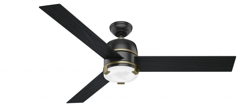 Bureau Hunter bedroom ceiling fan with lights and remote in modern glam bedroom