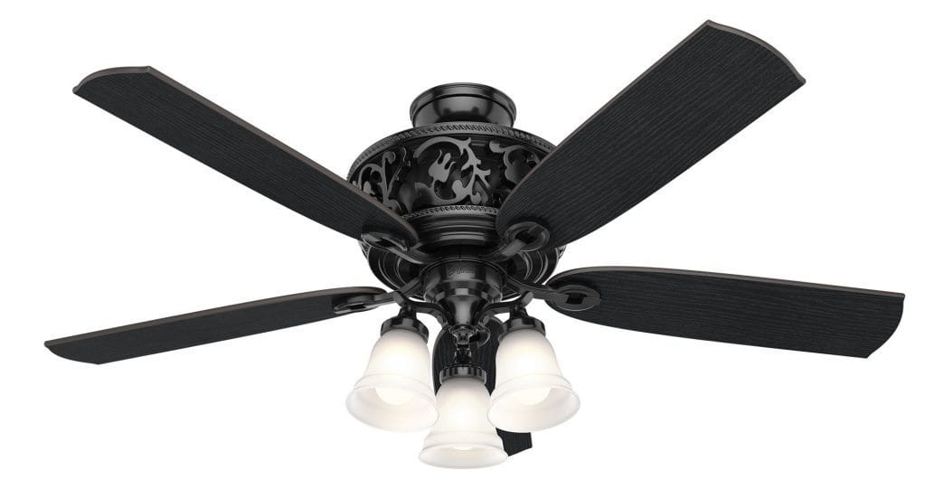 Promenade Hunter modern Victorian inspired ceiling fan with LED light