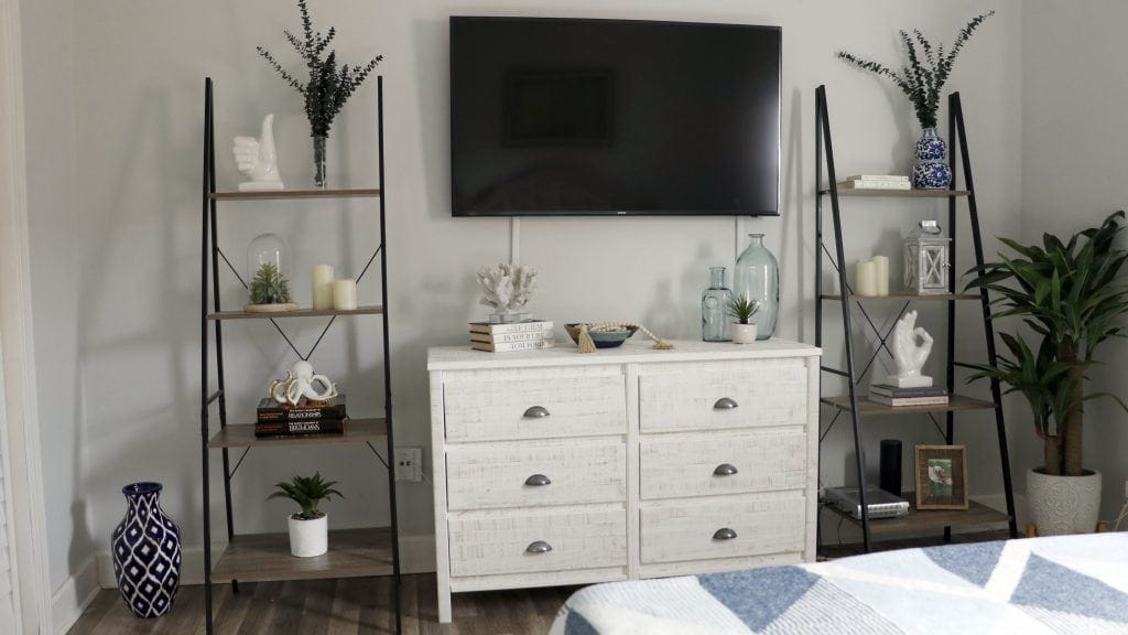 Huntervention Palm Springs AirBnB coastal glam decor with Hunter ceiling fan