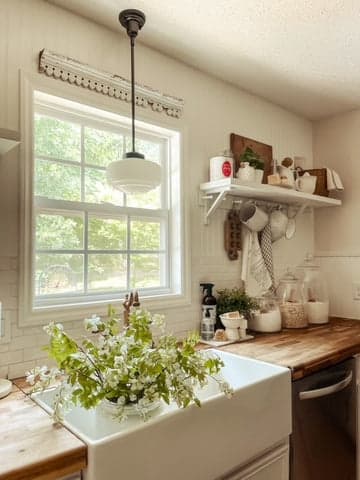 Saddle Creek pendant hanging above a kitchen sink