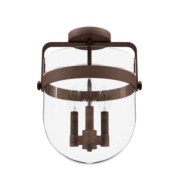 Karloff 3 Light Semi-Flush Mount Lighting Hunter Textured Rust - Clear 