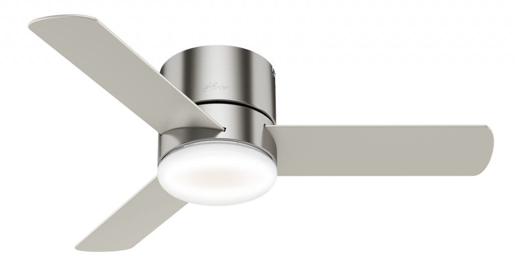 Minimus Hunter low profile ceiling fan with LED light for living rooms with low ceilings
