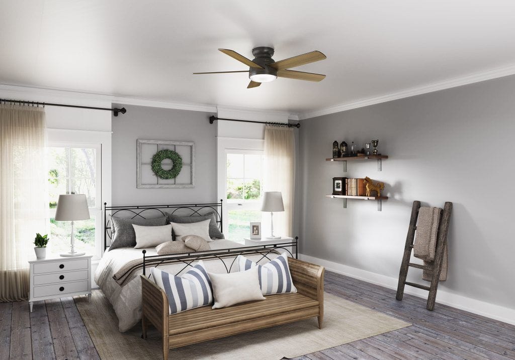 Romulus SIMPLEconnect Hunter smart ceiling fan for farmhouse bedroom ideas
