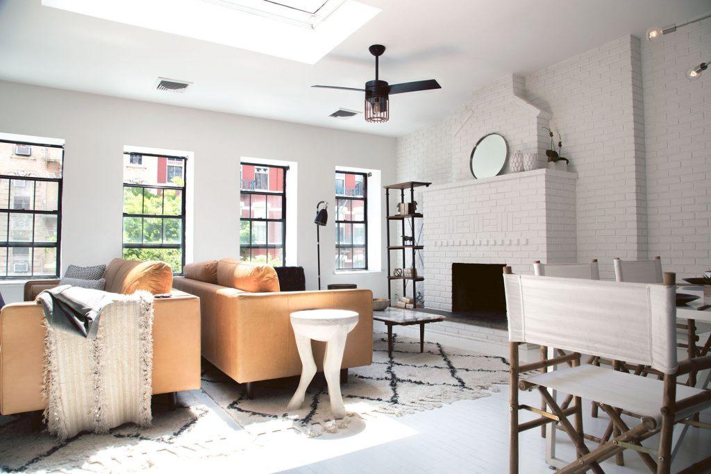 Ronan caged ceiling fan featured in Elevate New York loft