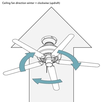 infographic of ceiling fan direction being changed