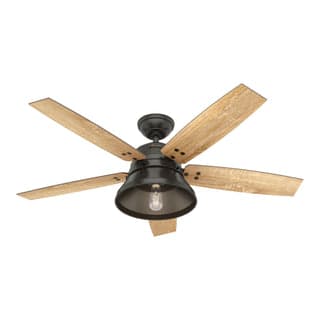 52 Inch Beech Hollow with LED Light Ceiling Fans Hunter Noble Bronze - Drifted Oak 