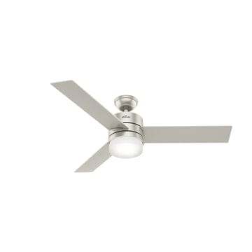 54 Inch Eurella with LED Light-Smart Ceiling Fans Hunter Matte Nickel - Matte Nickel 