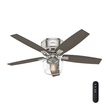 Bennett Low Profile with Light 52 inch Ceiling Fans Hunter Brushed Nickel - Light Gray Oak 