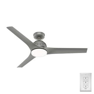Gallegos Outdoor with Light 52 inch Ceiling Fans Hunter Matte Silver - Matte Silver 