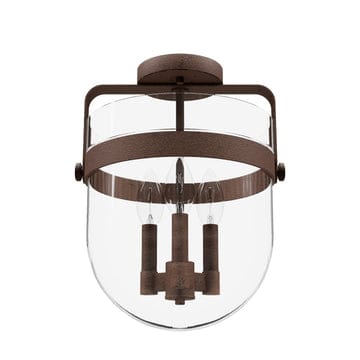 Karloff 3 Light Semi-Flush Mount Lighting Hunter Textured Rust - Clear 