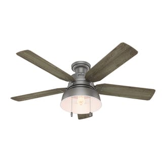 Mill Valley Outdoor Low Profile with Light 52 inch Ceiling Fans Hunter Matte Silver - Grey Pine 