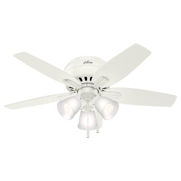 Newsome Low Profile Clear Frosted with 3 Lights 42 inch Ceiling Fans Hunter Fresh White - Fresh White 