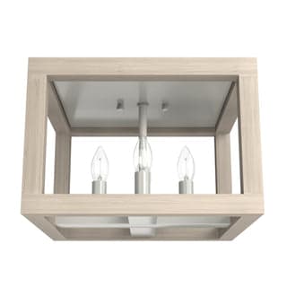 Squire Manor 4 Light Flush Mount Lighting Hunter Brushed Nickel - Bleached Wood 