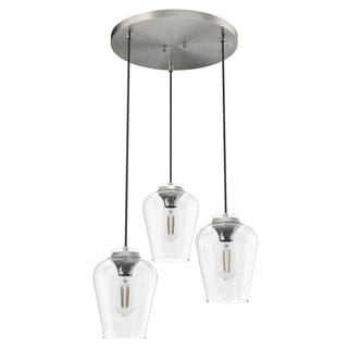 Vidria Clear Glass 3 Light Round Pendant Cluster Lighting Hunter Brushed Nickel - Clear 