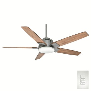 Zudio with LED Light 56 inch Ceiling Fans Casablanca Brushed Nickel - White Washed Distressed Oak 