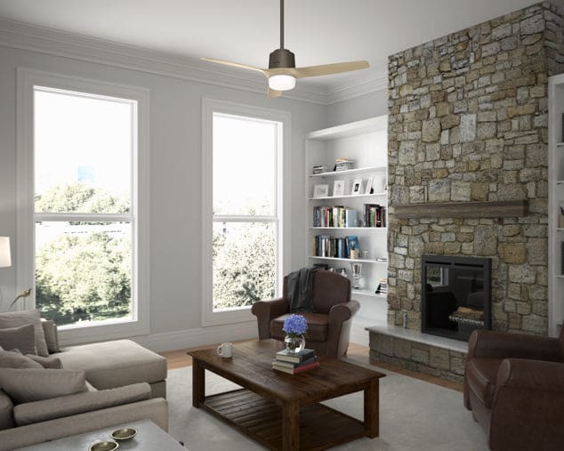 Sala de estar con ventilador de techo Hunter