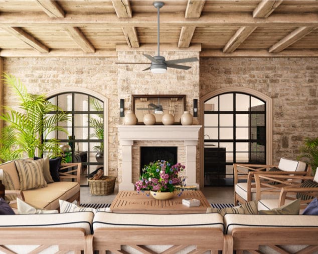 Patio exterior con ventilador de techo Hunter