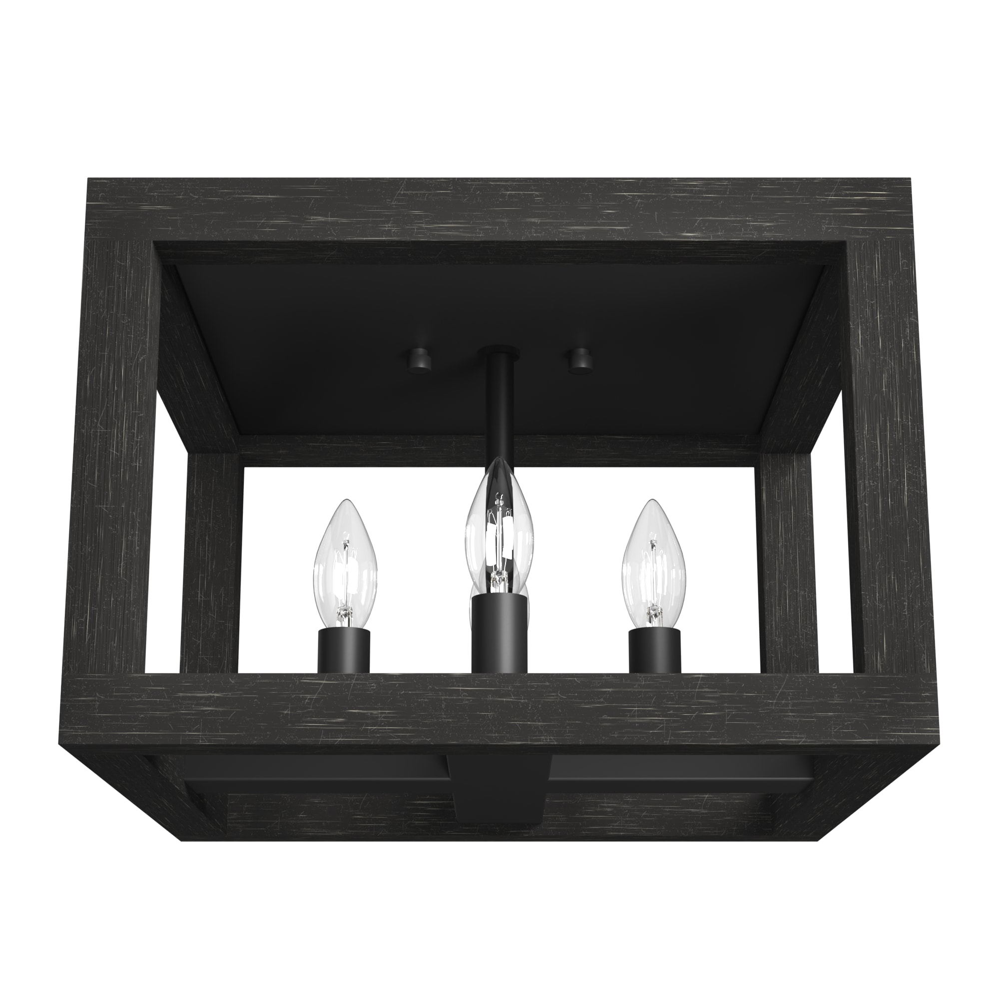 Squire Manor 4 Light Flush Mount in matte black finish.