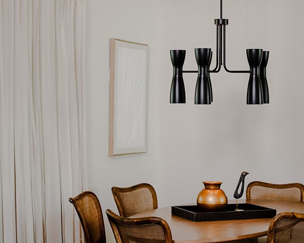 Dining Room with Hunter Lighting chandelier