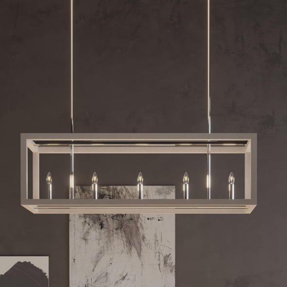 Squire Manor 5 light Linear Chandelier in chrome finish.