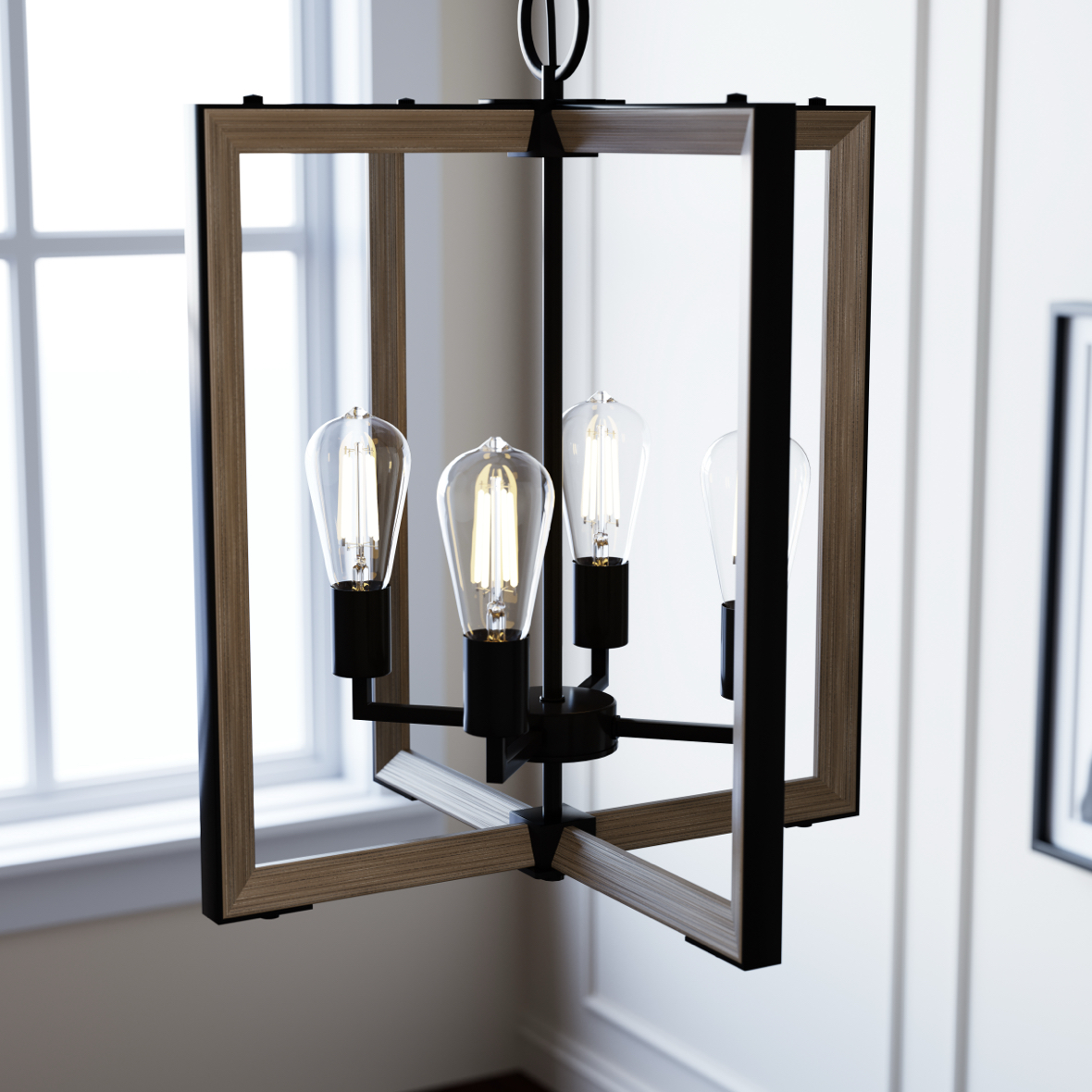 Woodburn 4 Light 18 Inch Foyer Pendant noble bronze finish.